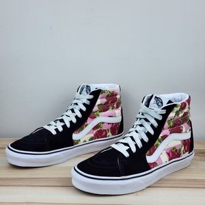 Vans Sk8- Hi Romantic Floral High Top Sneakers, Size 8.5 EUC